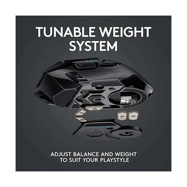 Logitech G502 Lightspeed Wireless Gaming Mouse with Hero 25K Sensor, Powerplay Compatible, Tunable Weights and Light sync RGB