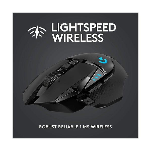 Logitech G502 Lightspeed Wireless Gaming Mouse with Hero 25K Sensor, Powerplay Compatible, Tunable Weights and Light sync RGB