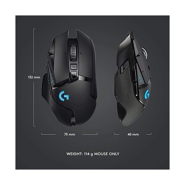 Logitech G502 Lightspeed Wireless Gaming Mouse with Hero 25K Sensor, Powerplay Compatible, Tunable Weights and Light sync RGB