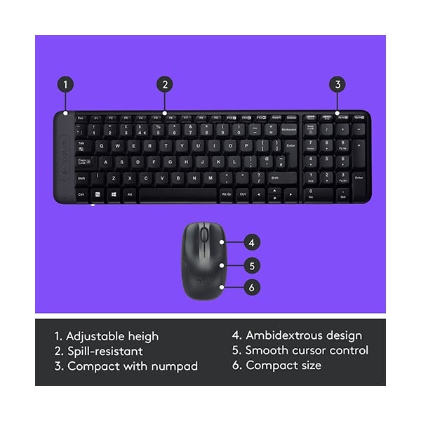 Logitech Wireless MK220, Keyboard & Mouse Combo - 920-003160
