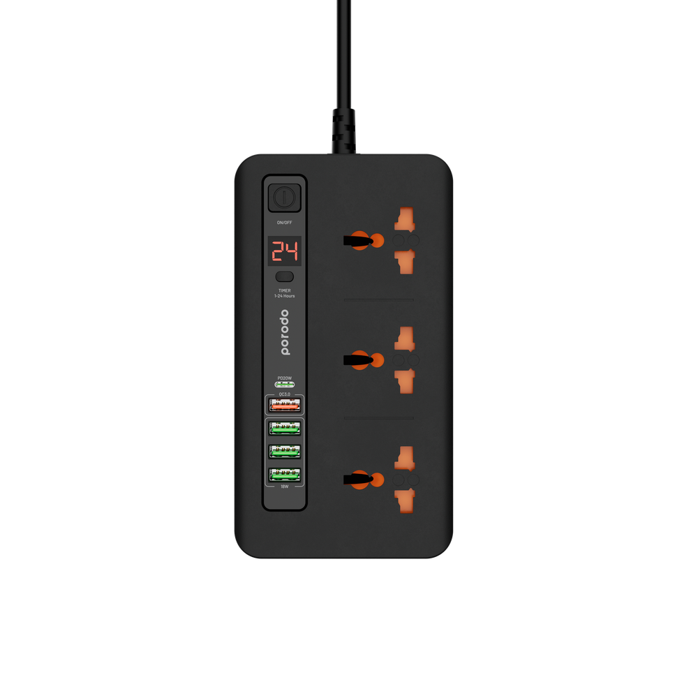 Porodo PD-FWCH013-BK Multi-Port Power HUB