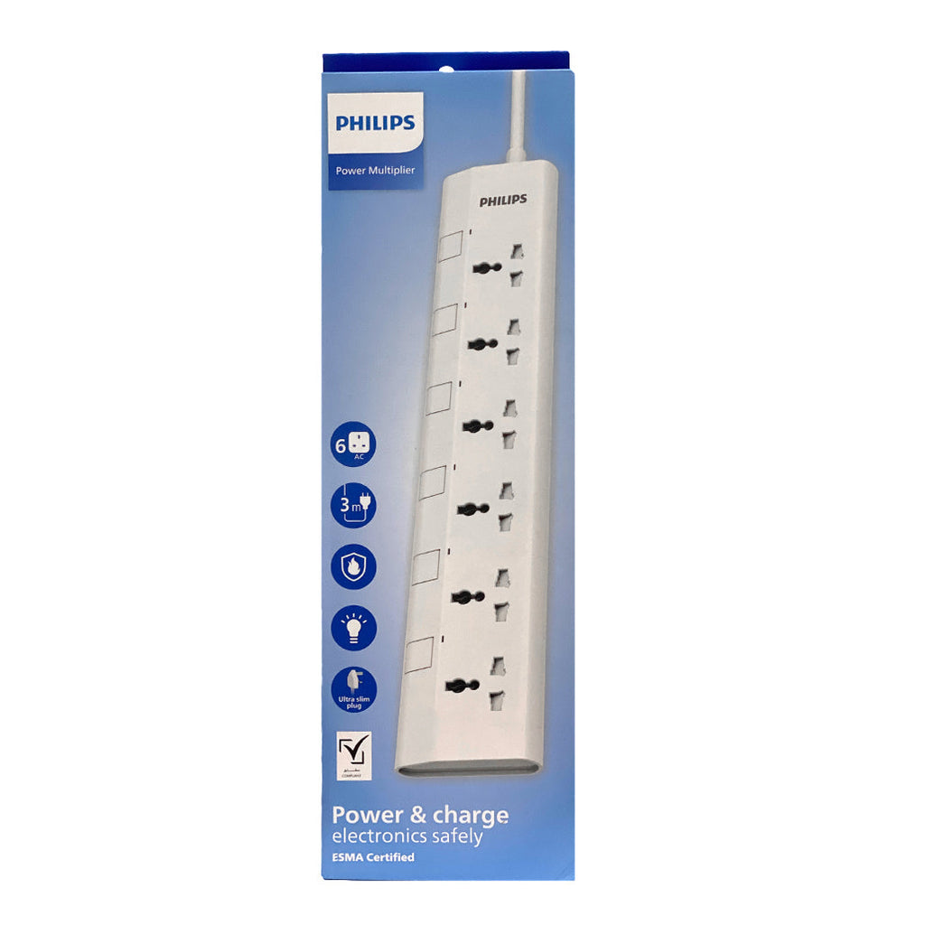 Philips 6 Way Universal Power Extension Cord with Individual Control