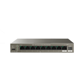 Tenda Switch Smart Poe 10 Ports Gigabit (8POe,1GE,1SFP) Teg1110Pf-8-102W Unmanaged Desktop, Wall, AI MAnagement