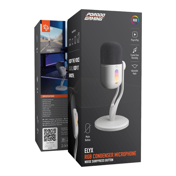 Porodo Gaming Condenser Microphone, USB-C Dynamic Microphone for Podcast Recording, PDX5MK06