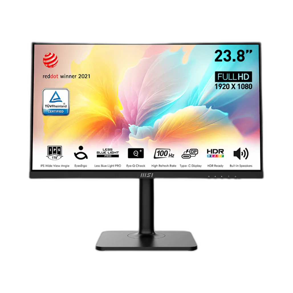 MSI Modern MD2412P - 24" - 1920 x 1080 (FHD) IPS - FreeSync - HDR Ready - 100Hz - TUV Certified Eyesight Protection - 1ms, VGA, HDMI
