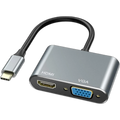 2 in 1 Converter USB C to HDMI + VGA Adapter