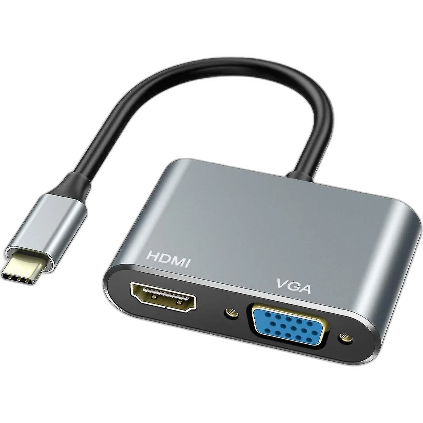 2 in 1 Converter USB C to HDMI + VGA Adapter