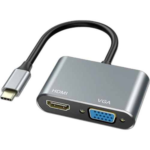 2 in 1 Converter USB C to HDMI + VGA Adapter