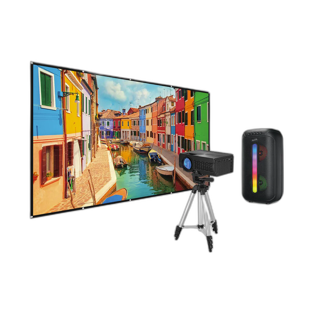 Home Theater Projector Kit with Tripod and Bluetooth Speaker