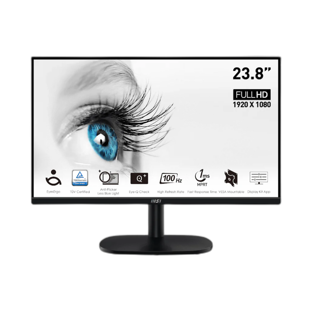 MSI Pro MP245V 23.8" FHD 100Hz Professional Business Monitor with VESA Mount and Eye-Care Technology