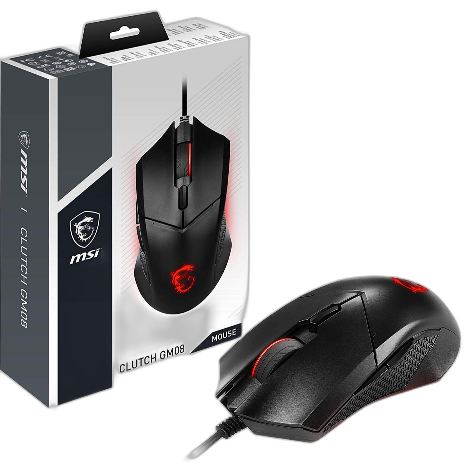 MSI CLUTCH GM08 - Wired gaming mouse, 4200DPI, Red lighting