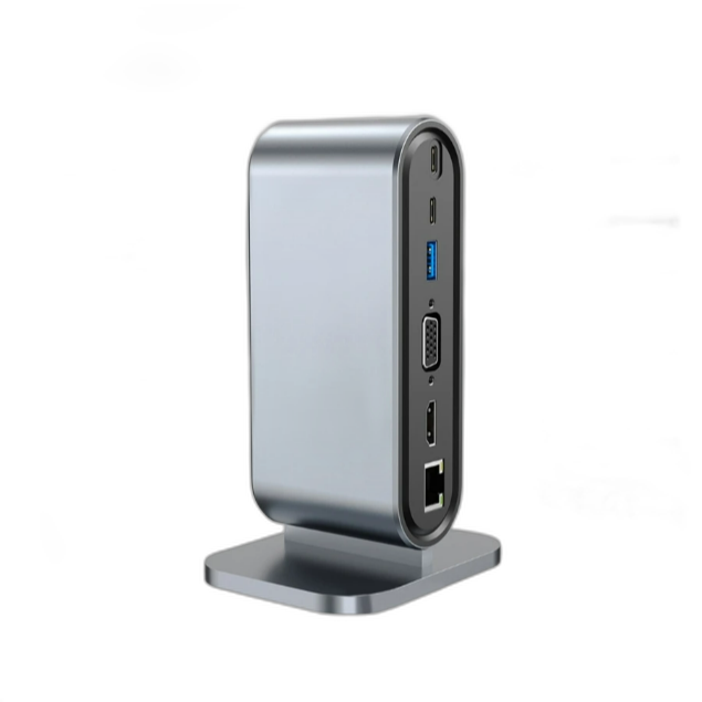 12 in 1 USB C Hub Adapter with HDMI, VGA, 5 USB, Type C, Card Reader, Aux, Lan