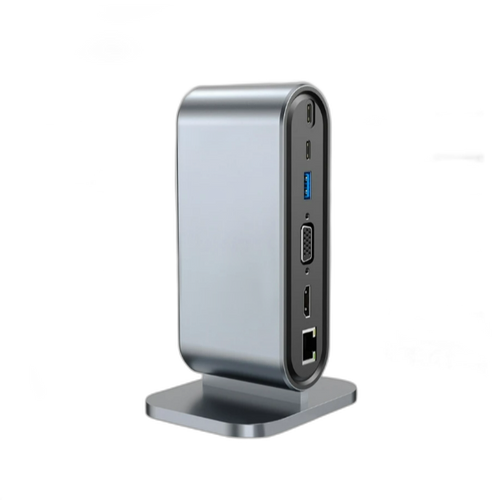 12 in 1 USB C Hub Adapter with HDMI, VGA, 5 USB, Type C, Card Reader, Aux, Lan
