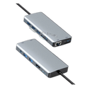 12 in 1 USB C Hub Adapter with HDMI, VGA, 5 USB, Type C, SD/TF Reader, LAN, AUX