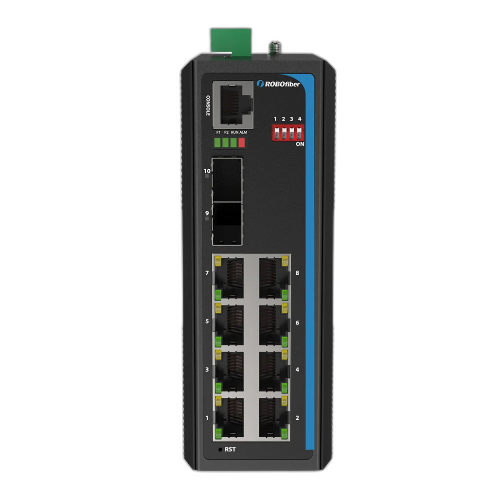 RoboFiber HGW-802SW Industrial Gigabit Fiber Switch 8x RJ45 +2x SFP ports