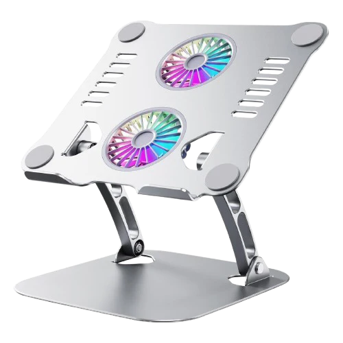 T 619 Laptop Stand – Stylish Silver Cooling Stand with RGB Fan