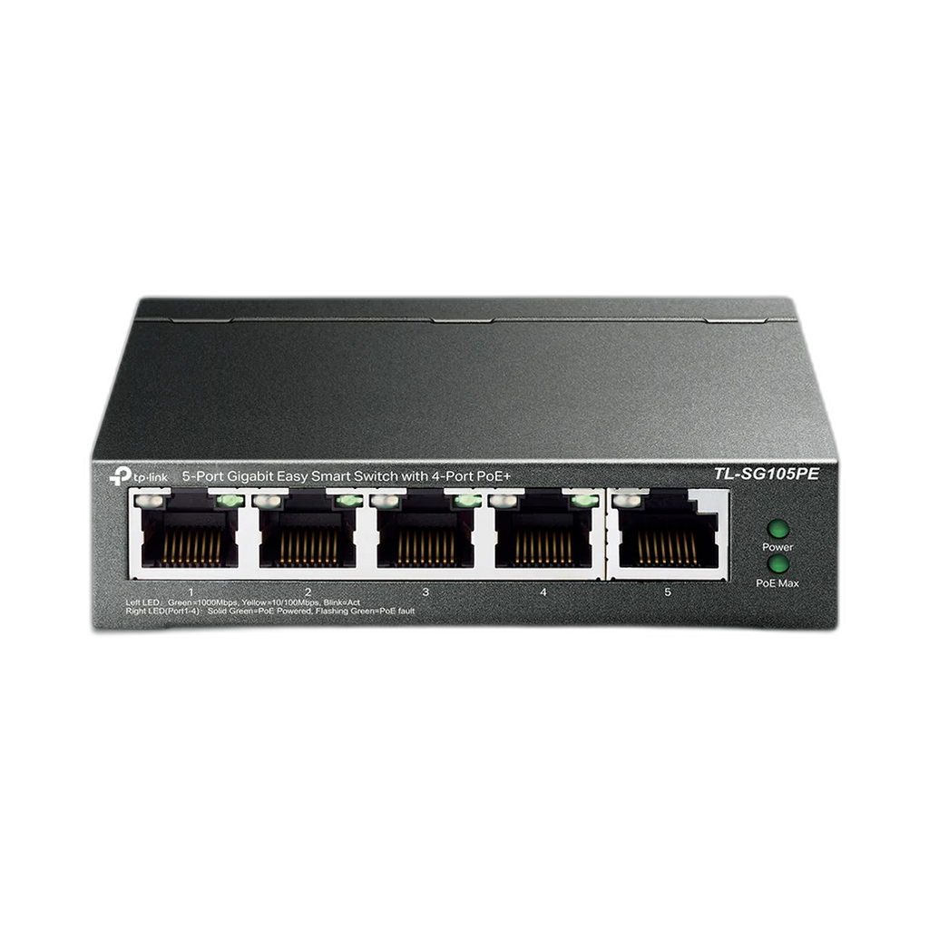 TPLink TL-SG105PE 5-Port Gigabit Easy Smart PoE Switch with 4-Port PoE+