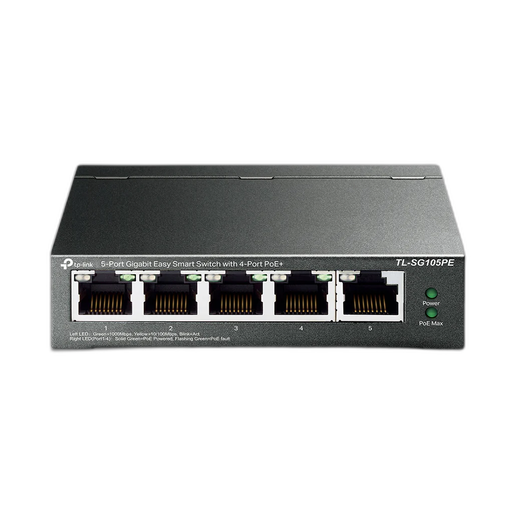 TPLink TL-SG105PE 5-Port Gigabit Easy Smart PoE Switch with 4-Port PoE+