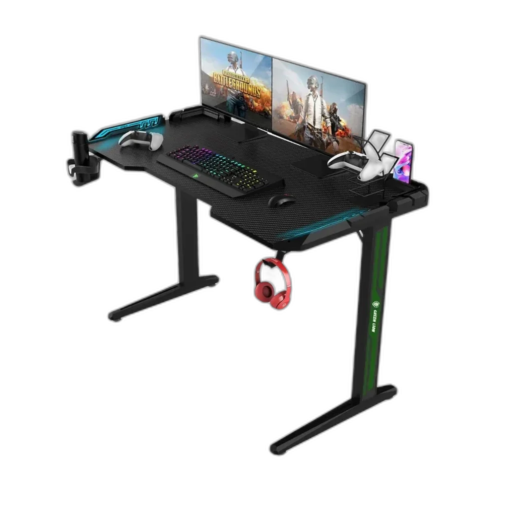 Green Lion RGB Gaming Desk BLACK/ GREEN - GNRGBGDESKBK