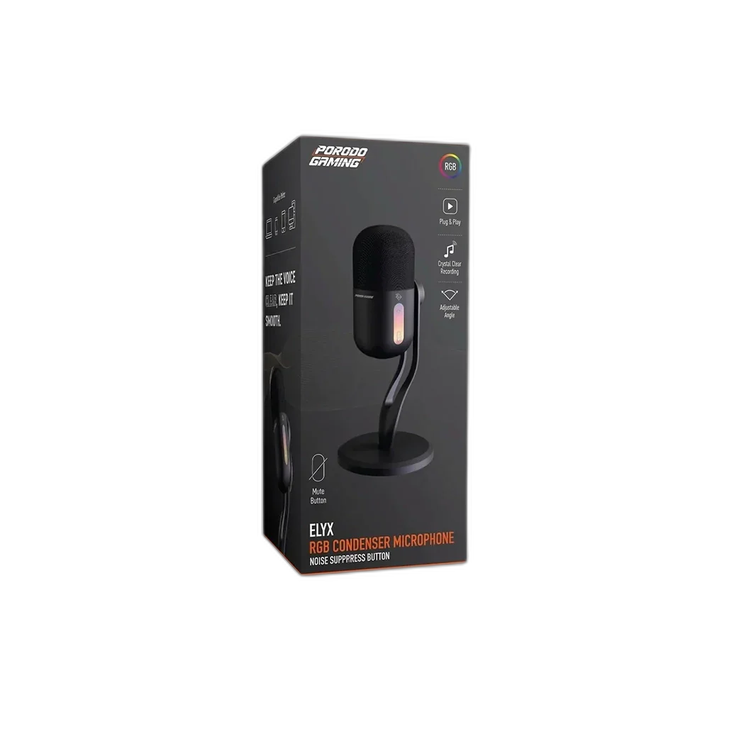 Porodo Gaming Condenser Microphone, USB-C Dynamic Microphone for Podcast Recording, PDX5MK06