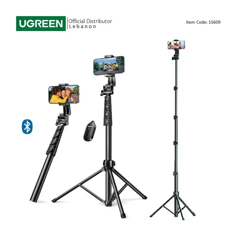 UGREEN 2-in-1 Selfie Stick & Tripod with Bluetooth Remote, Adjustable Height form 58.4cm to 178cm - LP680 15609