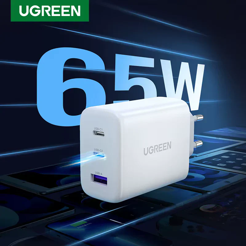 Ugreen 3 Port Fast Charger 65W -Cd275