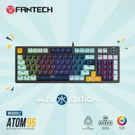 Fantech MIZU Edition MK890V2 - ATOM96, Pro Wired Mechanical Keyboard with RGB Lighting Navy Blue (Blue Switch)
