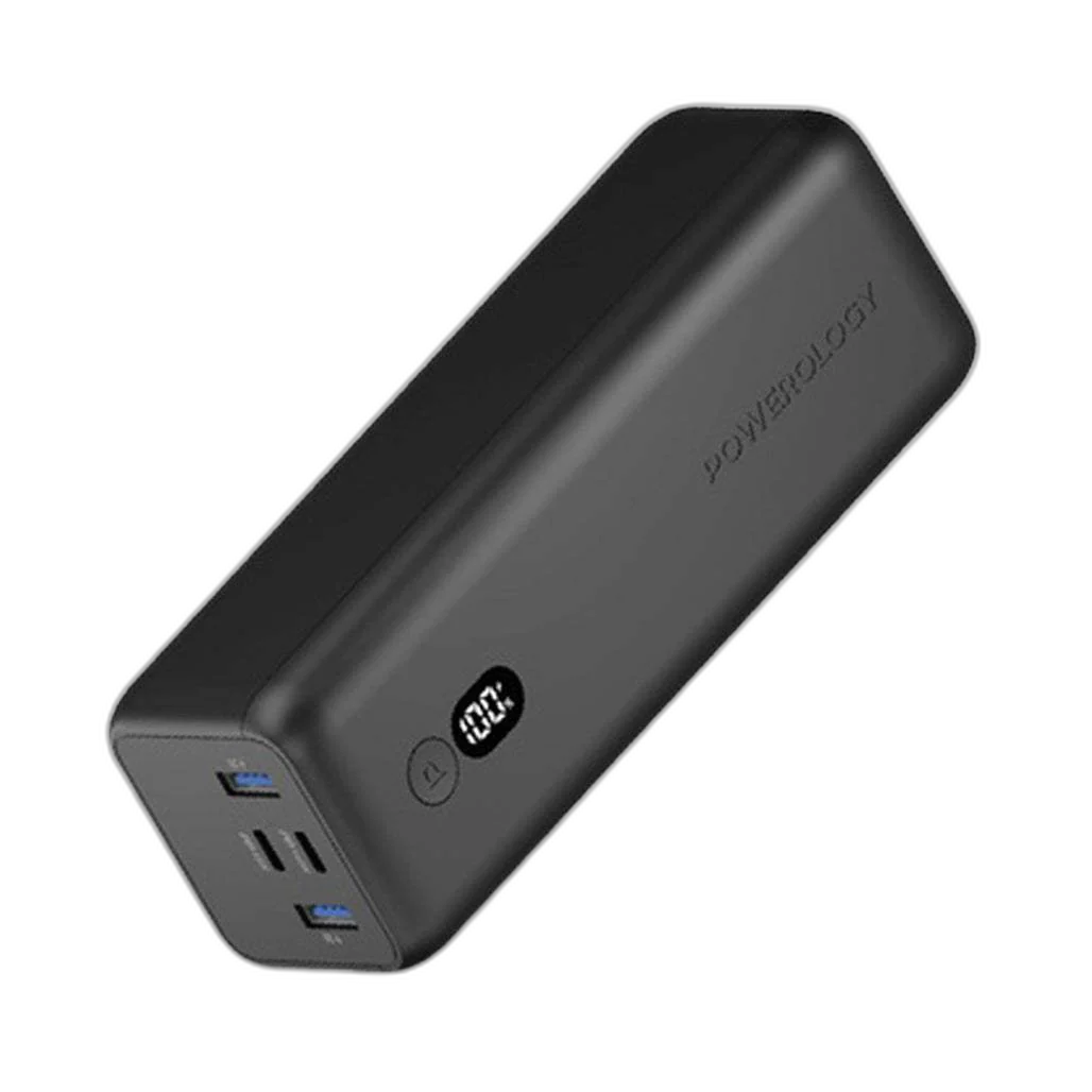Powerology Onyx 30000mAh Dual USB-C Laptop Power Bank – 110W PD Fast Charging
