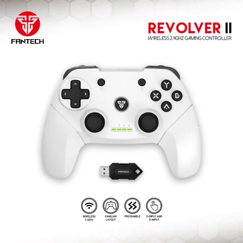 Fantech WGP12 Revolver II: Wireless 2.4GHz Gaming Controller with Buit-In Rechargeable Lithium-ion Battery