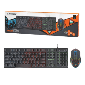 Jertech Keyboard Mouse Combo KM180 EN/AR Wired Black
