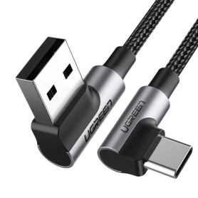 UGREEN USB-A to Angled USB-C Braided Cable & Aluminum Body, Fast Charge, 2M - US284 50942