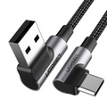 UGREEN USB-A to Angled USB-C Braided Cable & Aluminum Body, Fast Charge, 2M - US284 50942