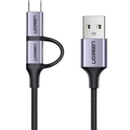 UGREEN 2 IN 1 USB-A to Micro-USB + USB-C Braided Cable & Aluminum Body, Fast Charge 1M - US177 30875