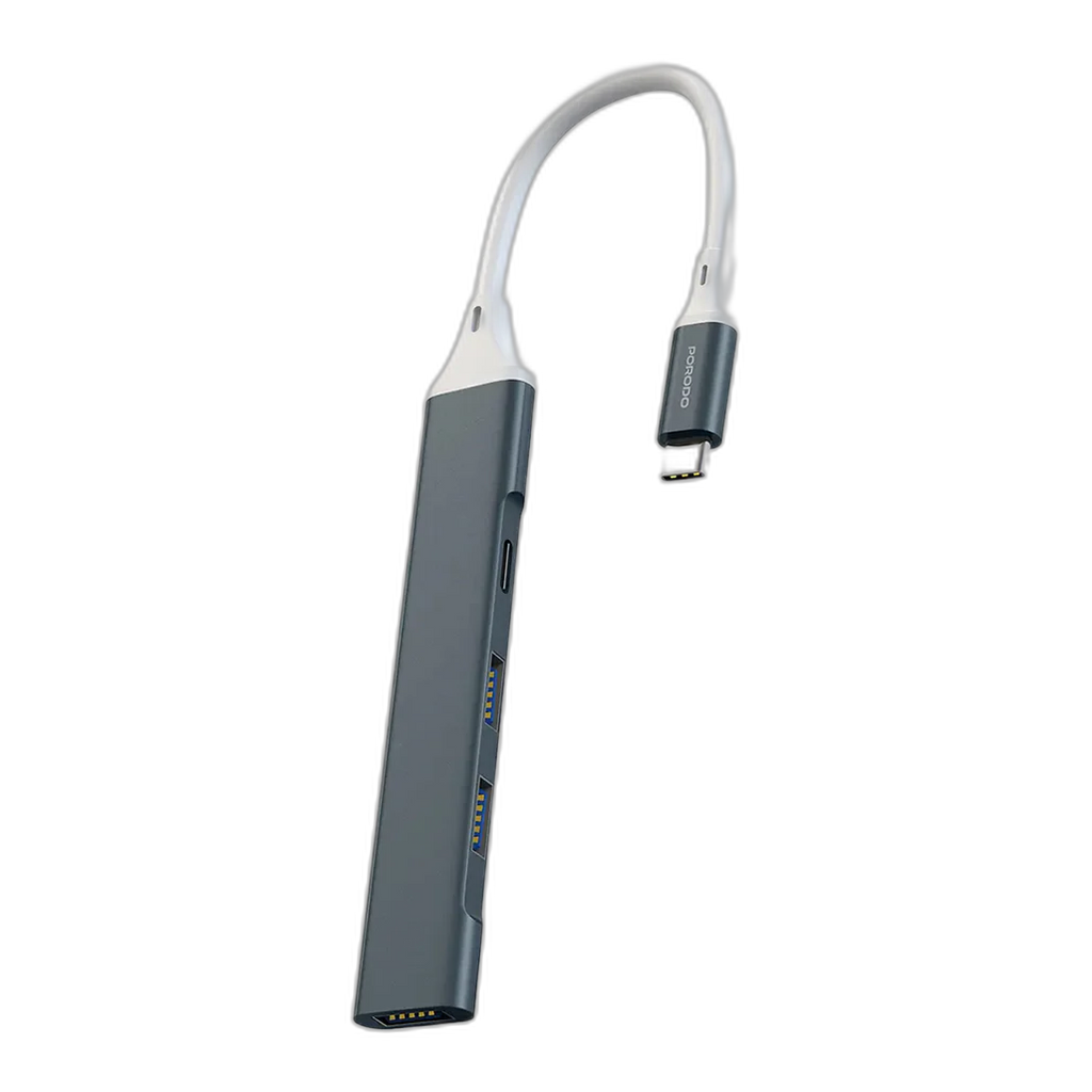 Porodo Aluminum Multi-Port USB-C Hub with 5Gbps Data Transfer