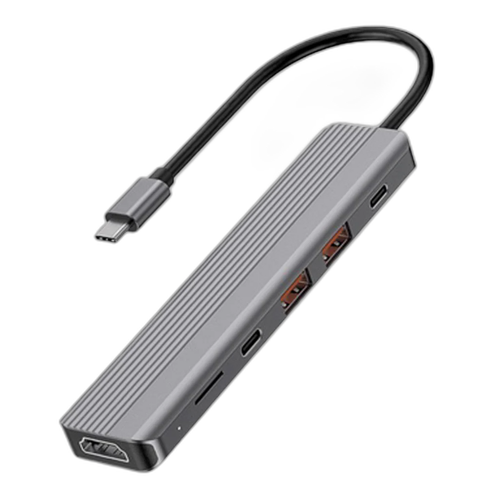 Powerology 6-in-1 Slim 4K HDMI USB-C Hub