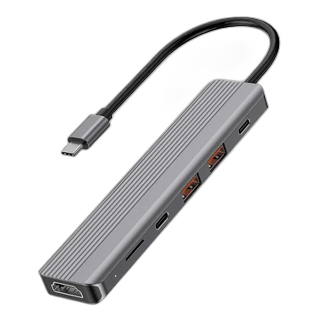Powerology 6-in-1 Slim 4K HDMI USB-C Hub
