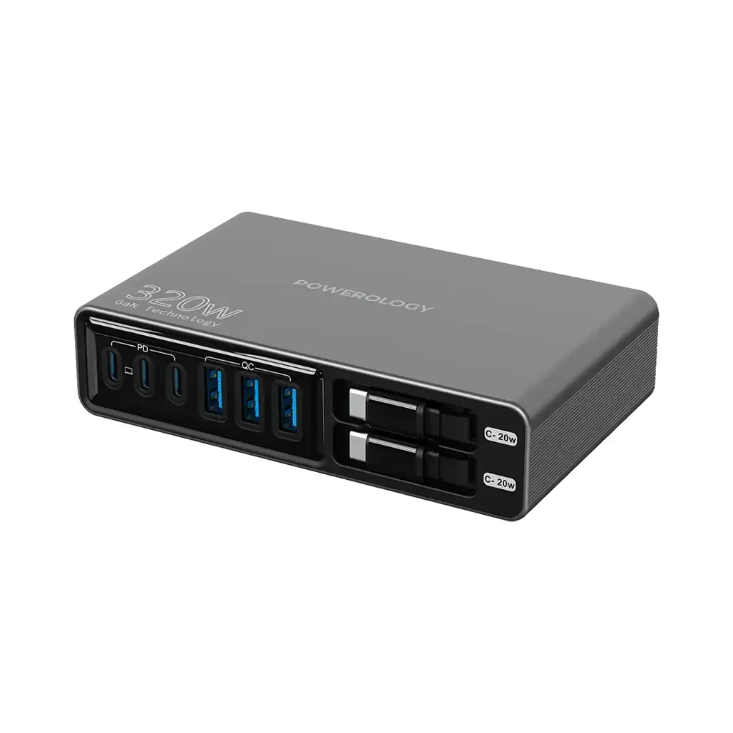 Powerology Univo Charging Station PD 100W – Black - PWCUQC049BK