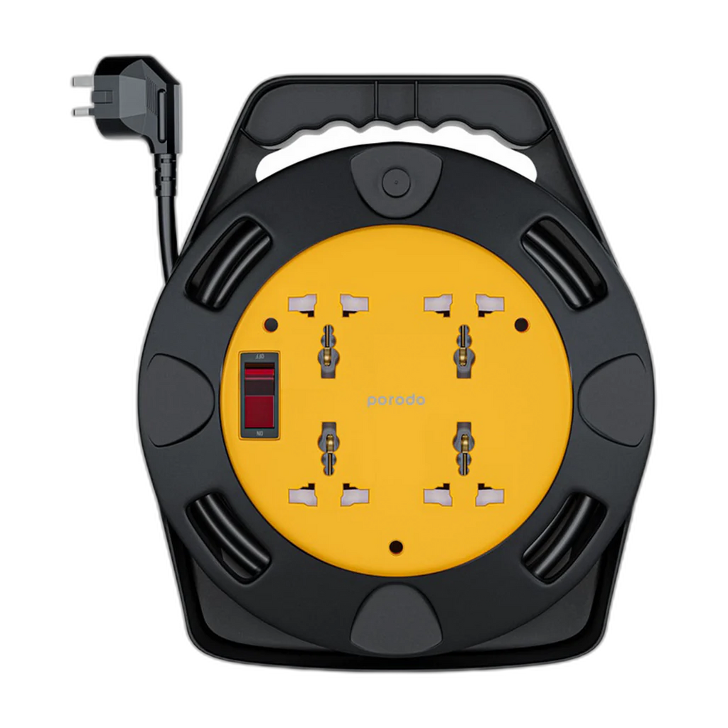 Porodo 4AC Extension Cable Reel with UK Plug (10m Wire)