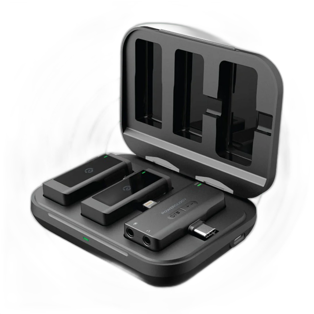 Powerology PWMICBK MFI Dual Connector Wireless Lavalier Microphone