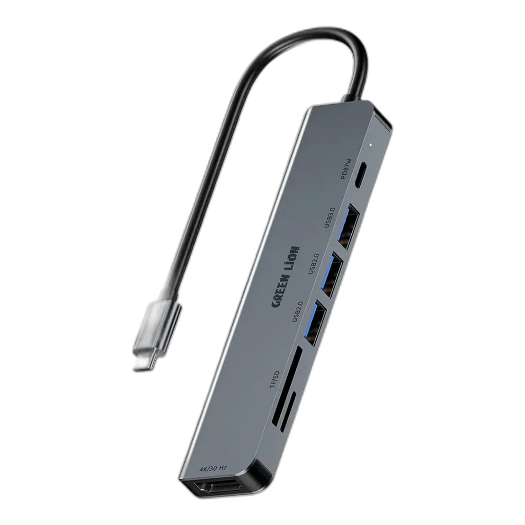 Green Lion 7-in-1 USB-C Hub Gray