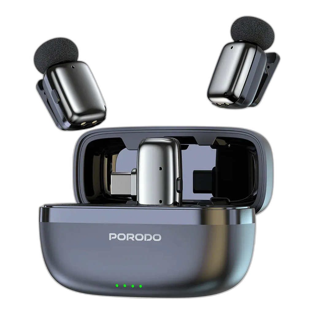 Porodo Wireless Lavalier Microphones Type-C - Black