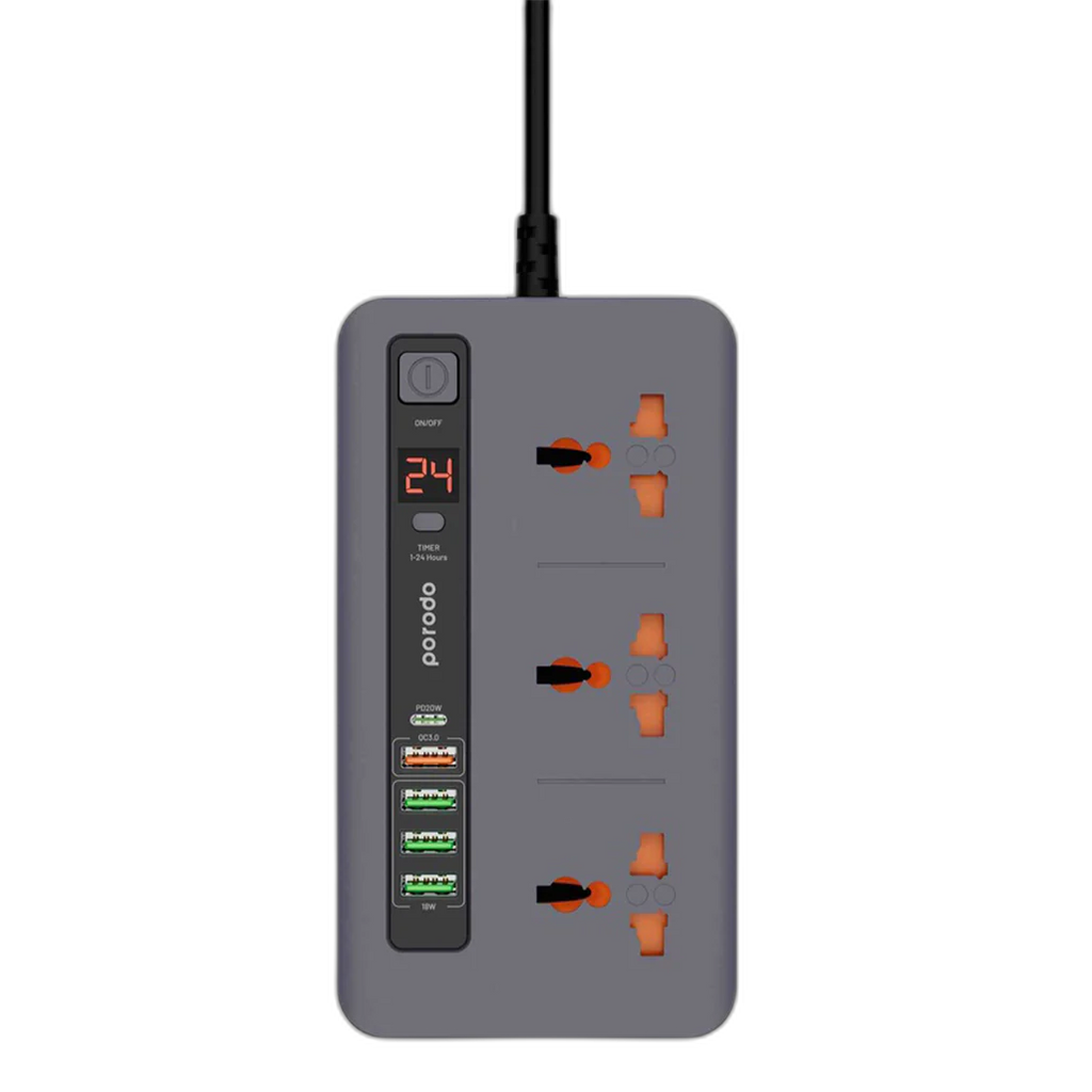 Porodo Multi-Port Power HUB 2M - Gray