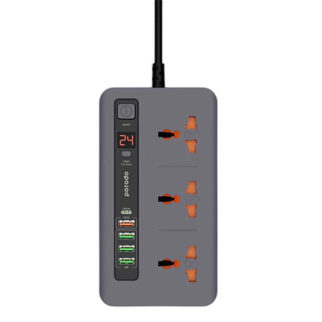 Porodo Multi-Port Power HUB 2M - Gray