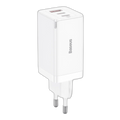 Baseus GaN5 Pro 3 Ports Fast Charger 65W - White