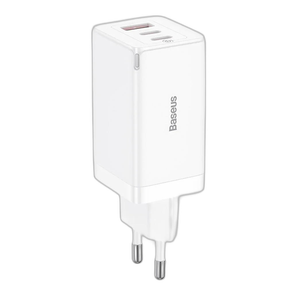 Baseus GaN5 Pro 3 Ports Fast Charger 65W - White