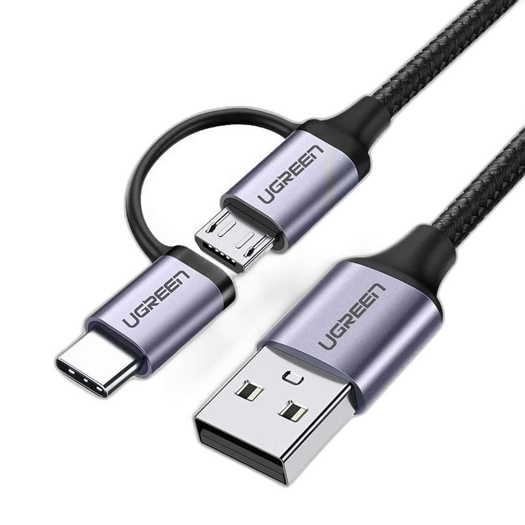 Ugreen USB To Micro USB + USB-C Fast Charge Cable
