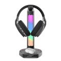 Porodo Gaming RGB Headphone Stand, Wireless Charging & USB-C Hub with Screen Lamp 5W