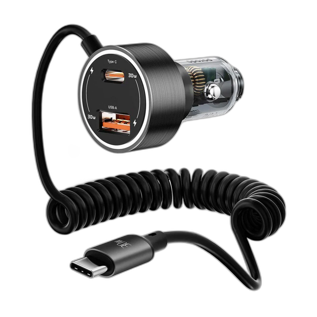 Porodo 60W Dual Port Car Charger 30W QC 18W with Coil