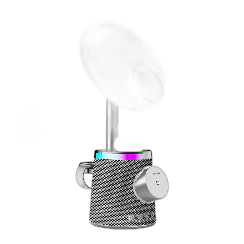 Porodo Makeup Mirror Wireless Charger & Speaker with RGB Lights