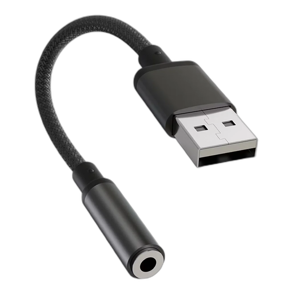 Porodo Audiolink Female 3.5mm Audio Jack to USB-A Adapter - PDCBL0041BK
